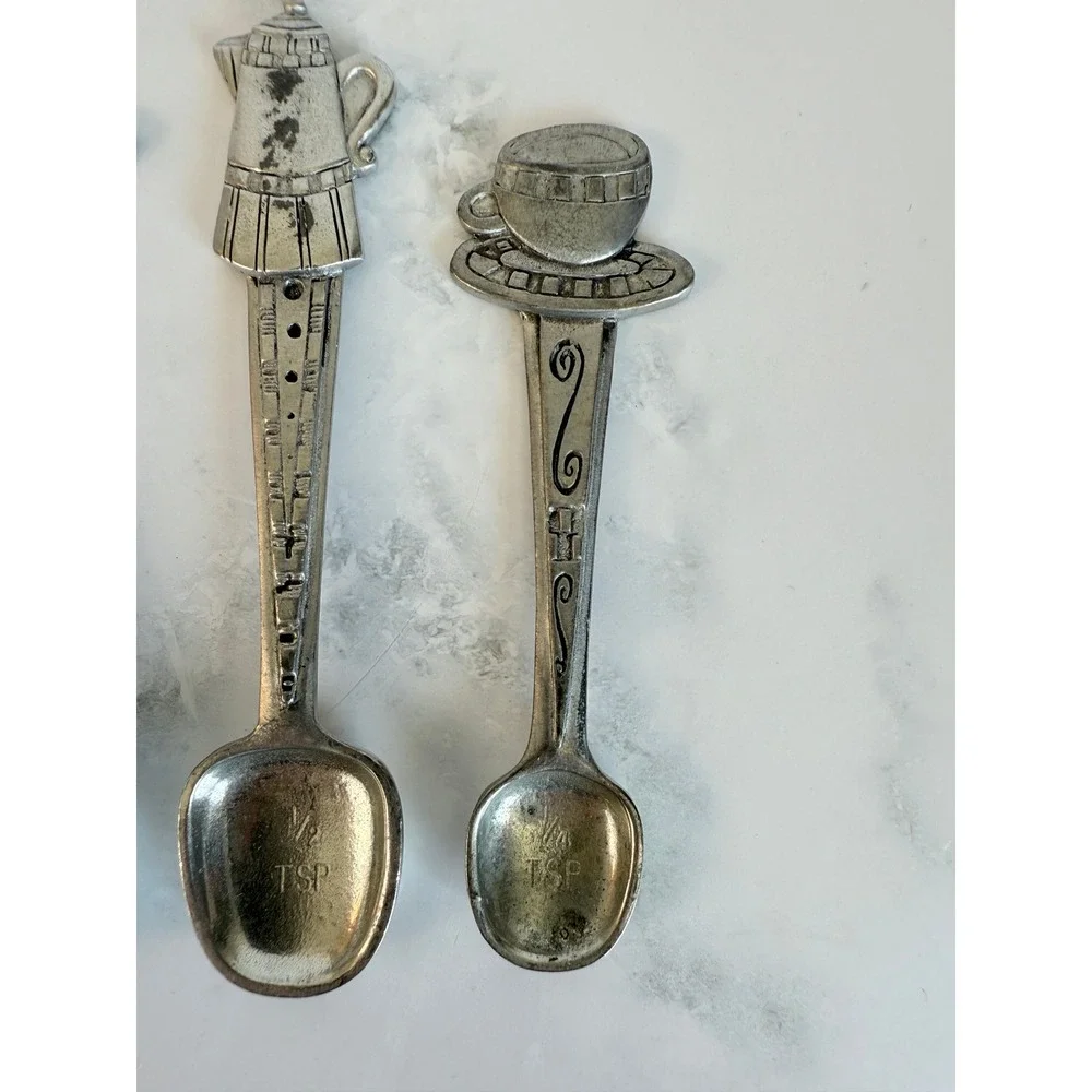 VTG 1996 Seagull Pewter JAVA Coffee Espresso Measuring Spoons Etain Zinn